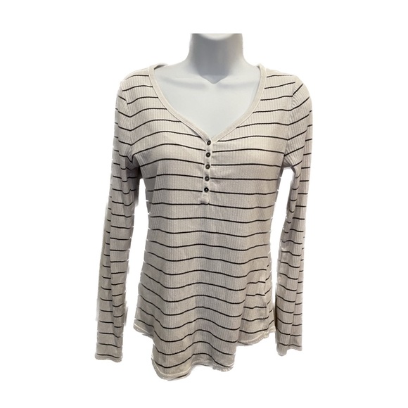 SO Tops - Striped V neck long sleeve shirt